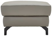 Hocker mit Stauraum in grauem Leder, Vorderansicht