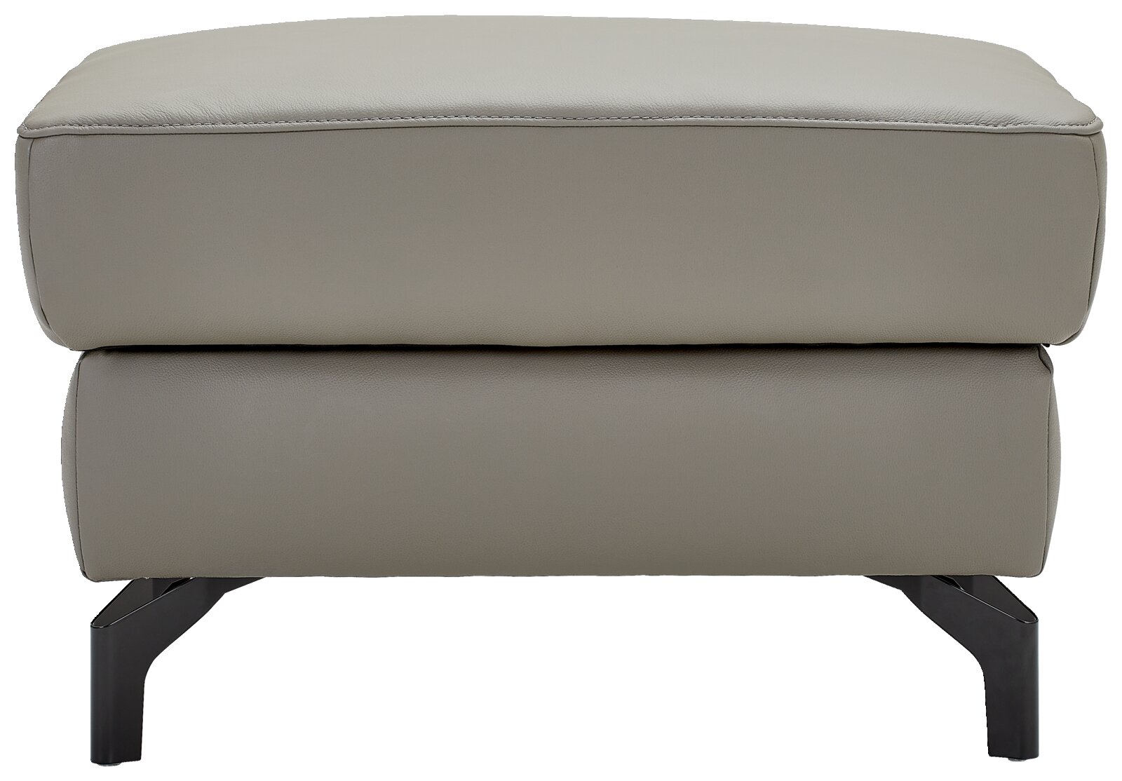 Hocker mit Stauraum in grauem Leder, Vorderansicht