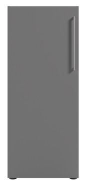 Grauer Aktenschrank mit Linksanschlag und modernem Griff, Frontalansicht