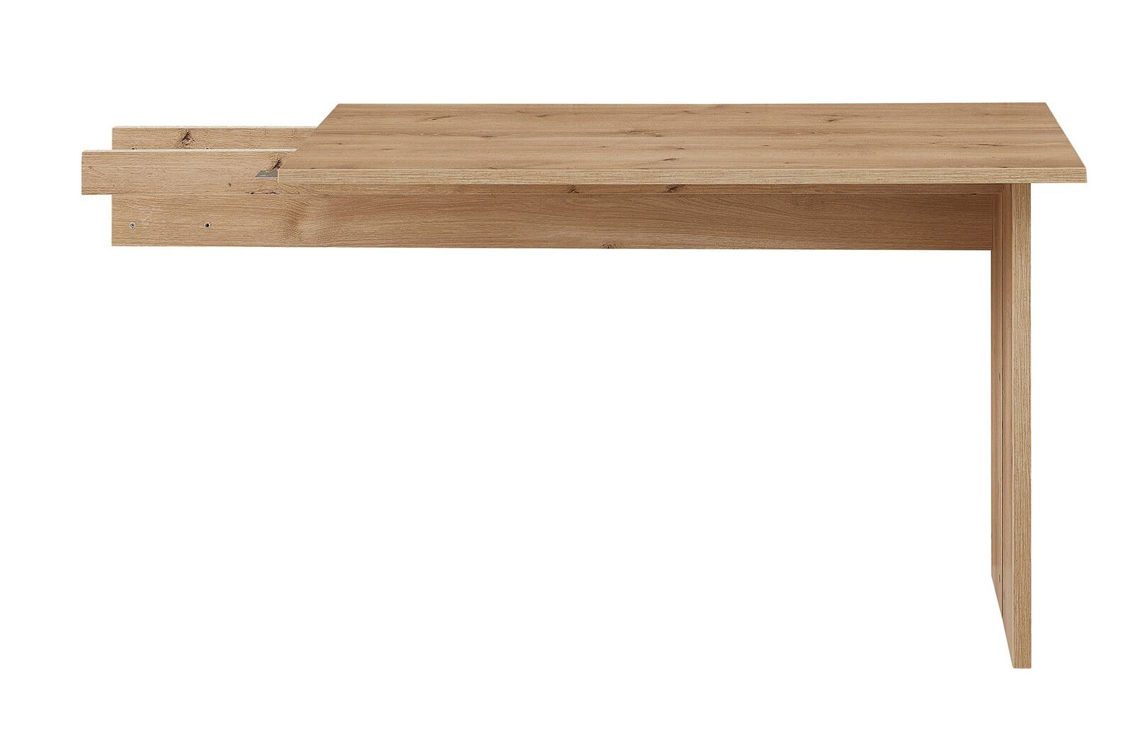 Ansatzplatte aus Holz in Seitenansicht, zeigt die natürliche Holzmaserung und rechteckige Form.