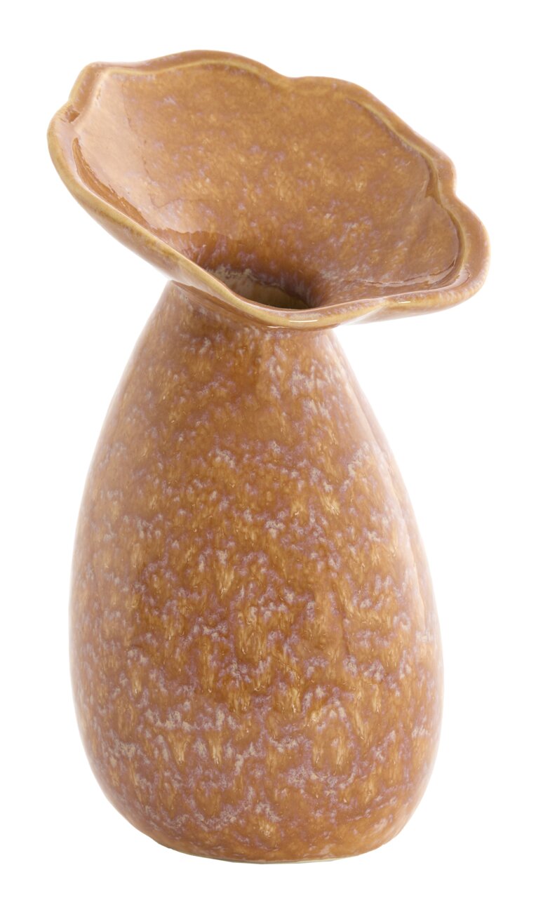 Light&Living Vase CULLA 24cm Keramikvase in Braun mit organischer Form, aus seitlicher Perspektive fotografiert.