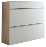 Moderner Hängeschuhschrank mit zwei Klappen und einer Schublade in seitlicher Perspektive