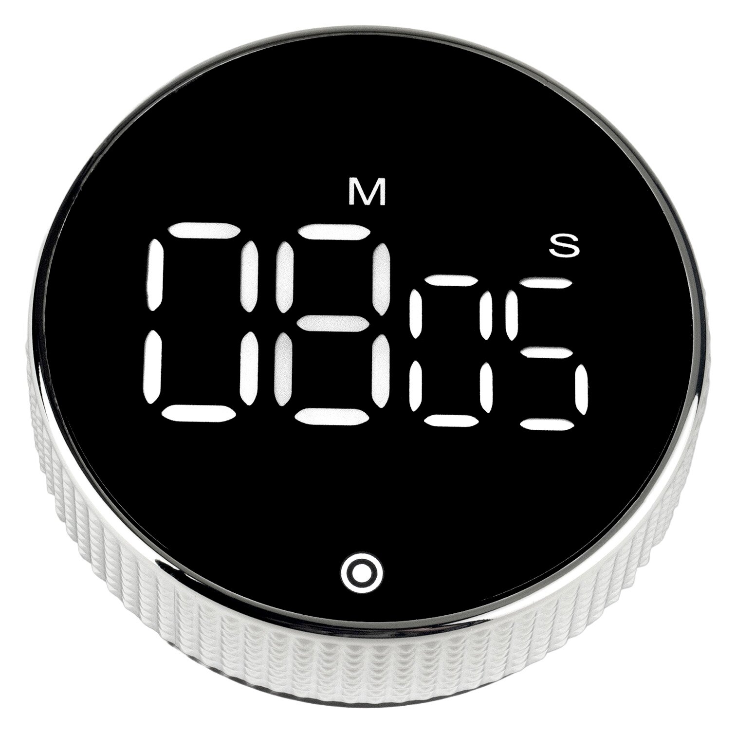 Justinus LED Timer mit Magnet LIFE STYLE LED Timer mit Magnet in Nahaufnahme, zeigt 08:05 Minuten an, schwarze Oberfläche mit weißer LED-Anzeige.