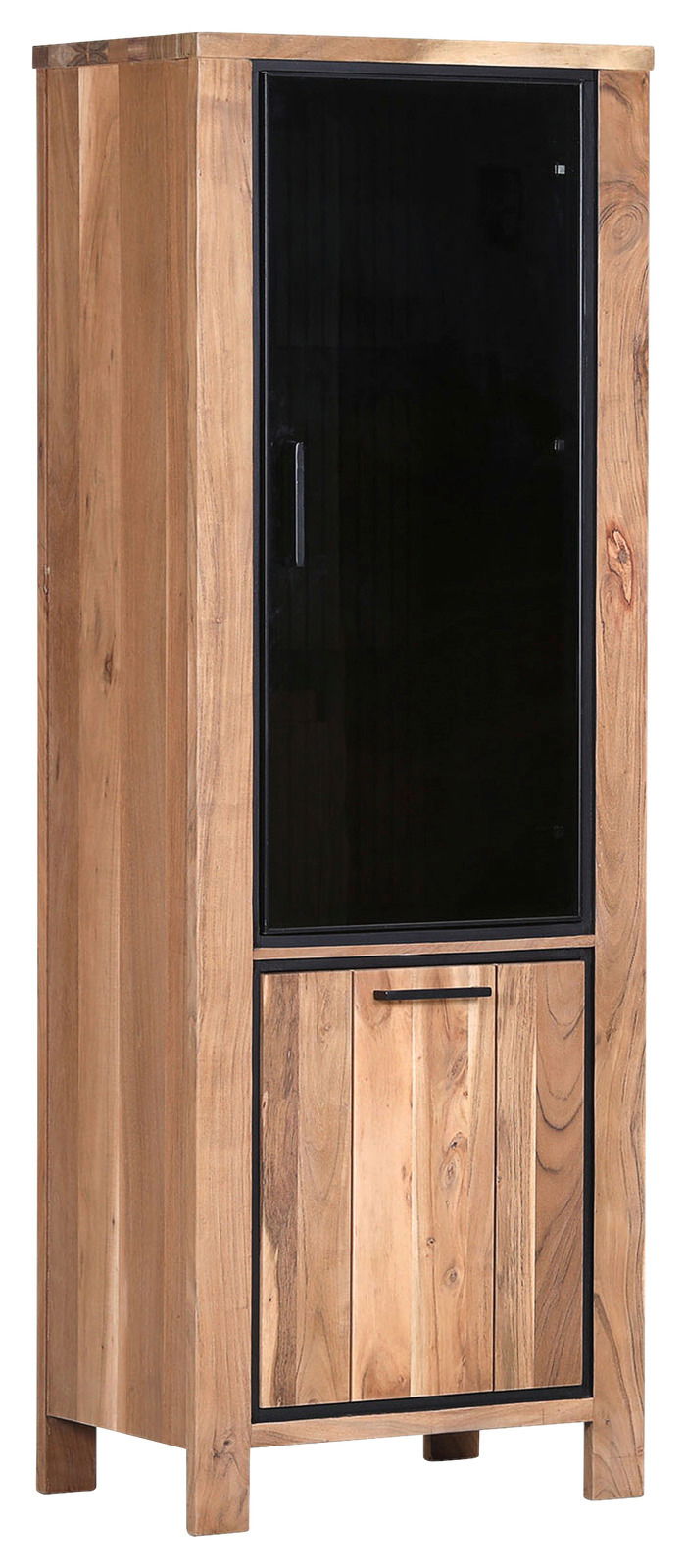 Holzvitrine mit Glastür, frontal betrachtet