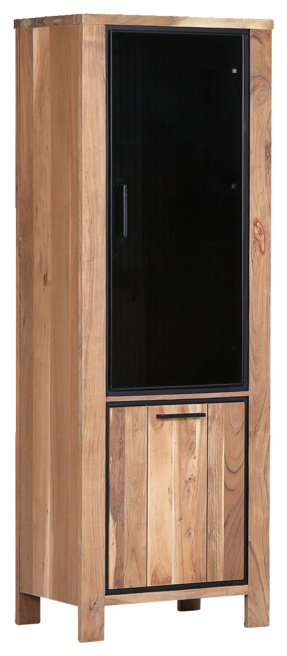 Holzvitrine mit Glastür, frontal betrachtet