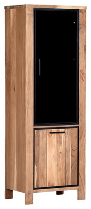Holzvitrine mit Glastür, frontal betrachtet