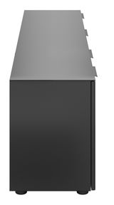 Seitenansicht eines schwarzen XL-TV-Lowboards mit glatter Oberfläche und minimalistischem Design.