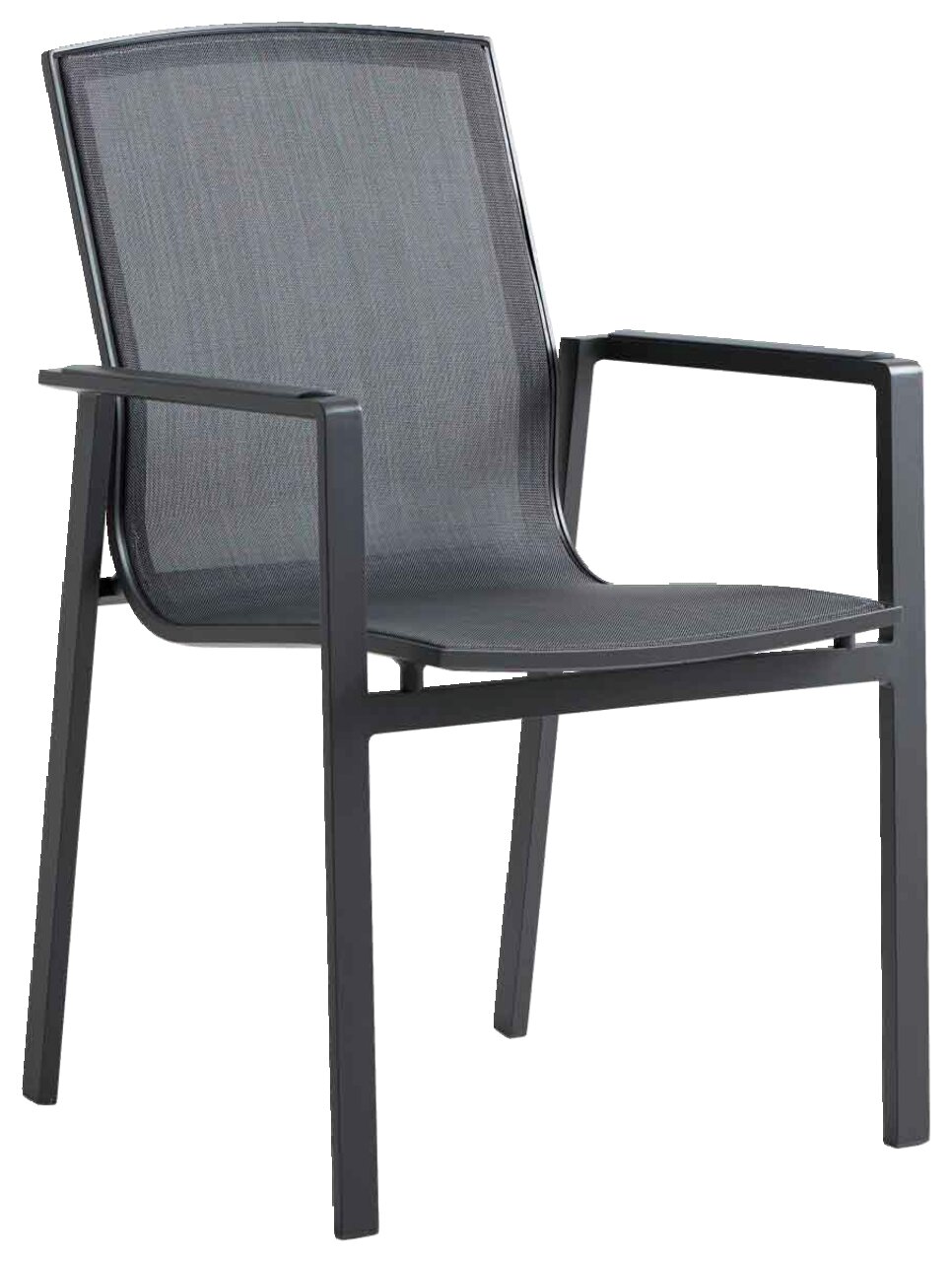 Amatio Stapelsessel HAMBURG Moderner Stapelsessel aus Metall mit Netzbespannung, seitliche Perspektive