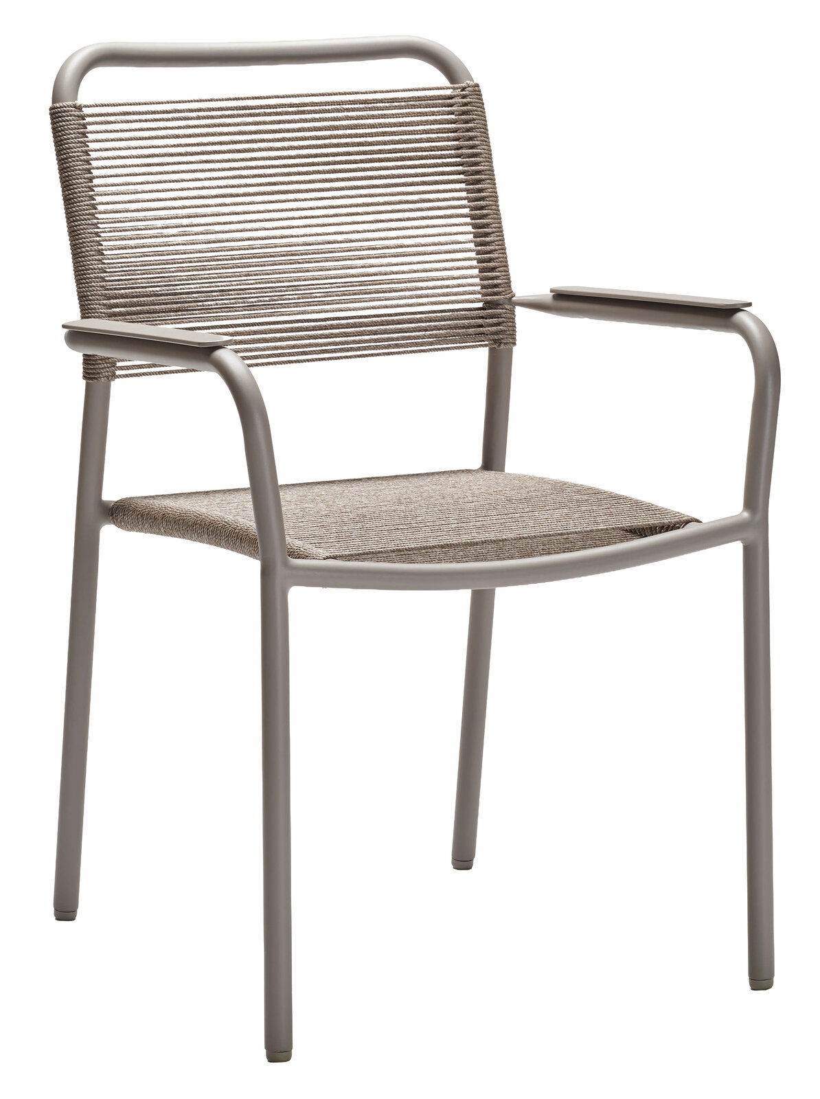 Stern Stapelsessel JORIS Moderner Stapelsessel mit Metallrahmen und geflochtener Sitzfläche, seitliche Perspektive