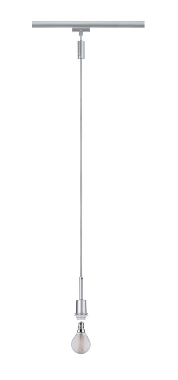 Silbernes Basispendel mit Glühbirne, seitliche Perspektive
