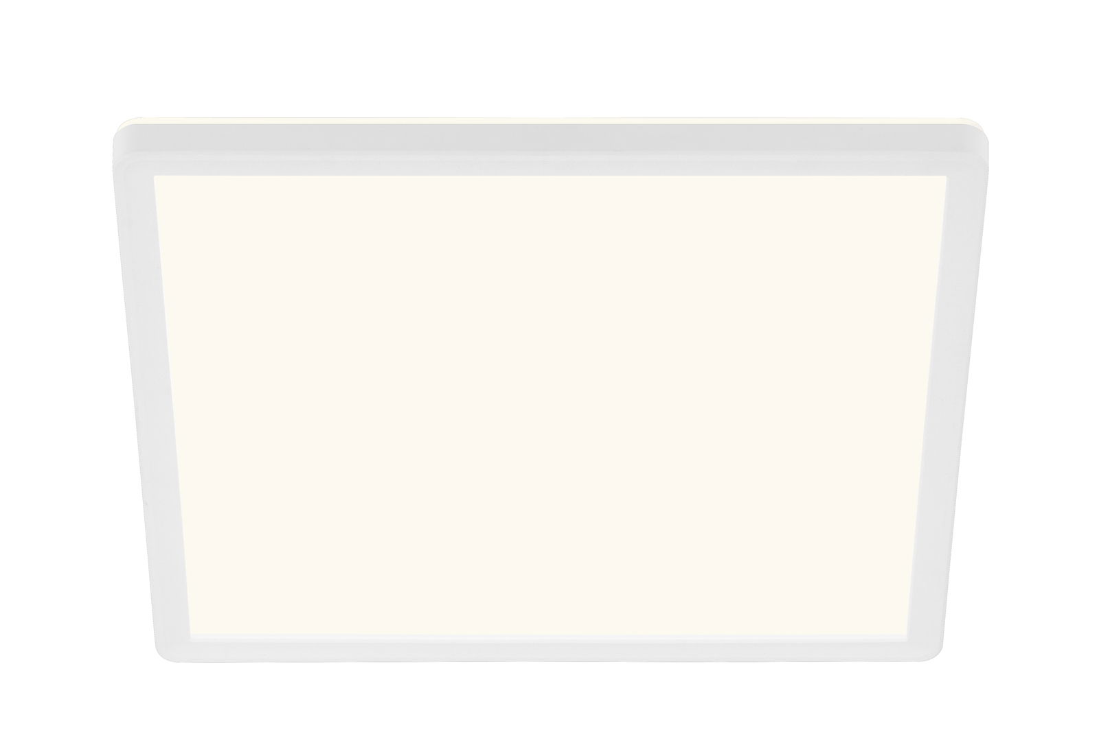 Quadratische LED-Deckenleuchte in Weiß, Ansicht von unten