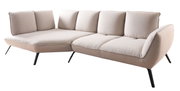 Beige Longchairkombination mit schwarzem Metallgestell, seitliche Perspektive
