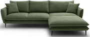 Grünes Ecksofa mit rechter Ottomane, Vorderansicht