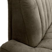 Nahaufnahme einer 2,5er-Sitzbank mit geripptem Stoffbezug, seitliche Perspektive