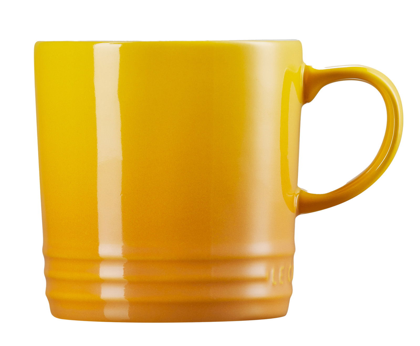 Gelber Becher Nectar aus Keramik, seitliche Perspektive