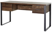 Moderner Schreibtisch aus Holz mit Metallbeinen, seitliche Perspektive