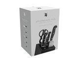 Messerblock-Set mit verschiedenen Messern und Schere, Perspektive von vorne links