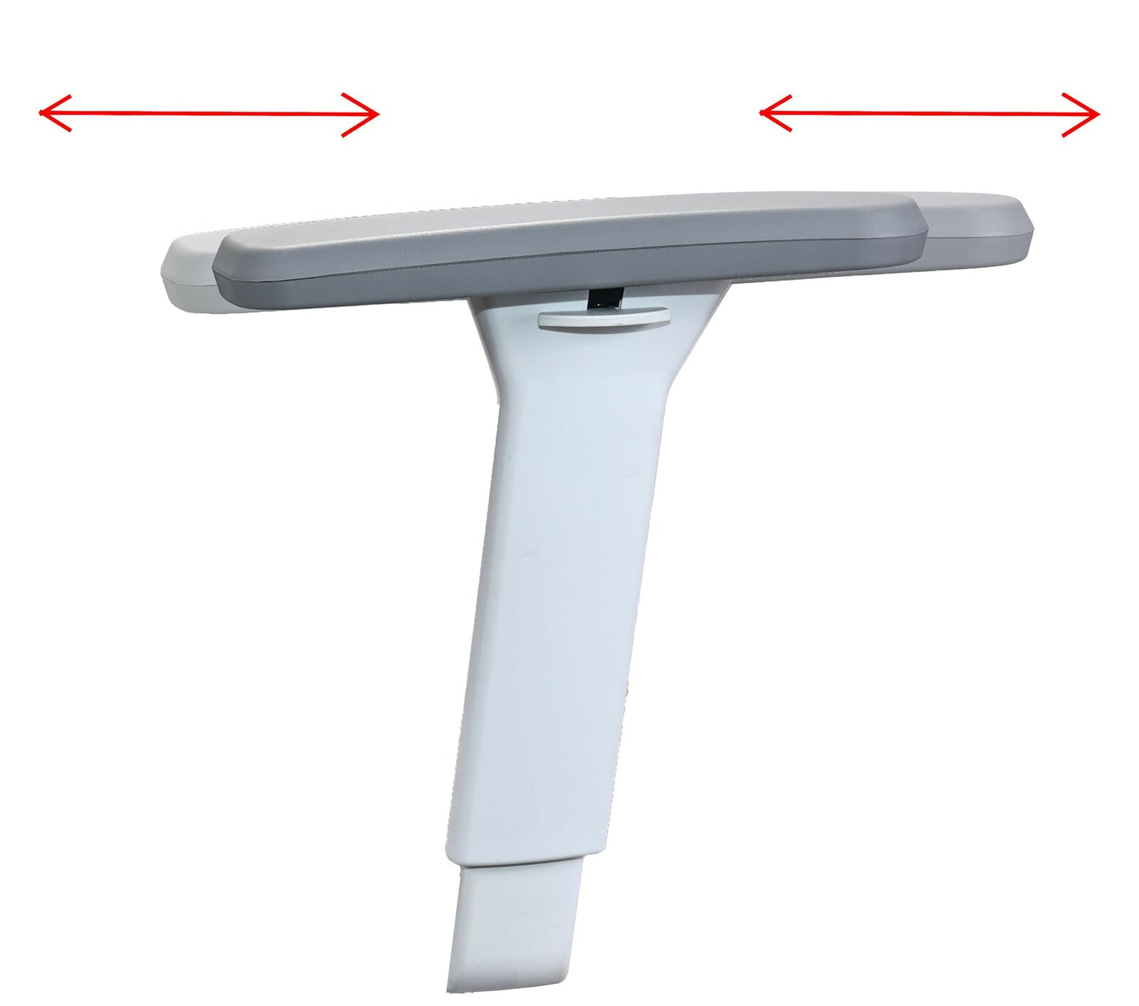 Armlehne eines Drehstuhls in seitlicher Perspektive mit verstellbarer Breite