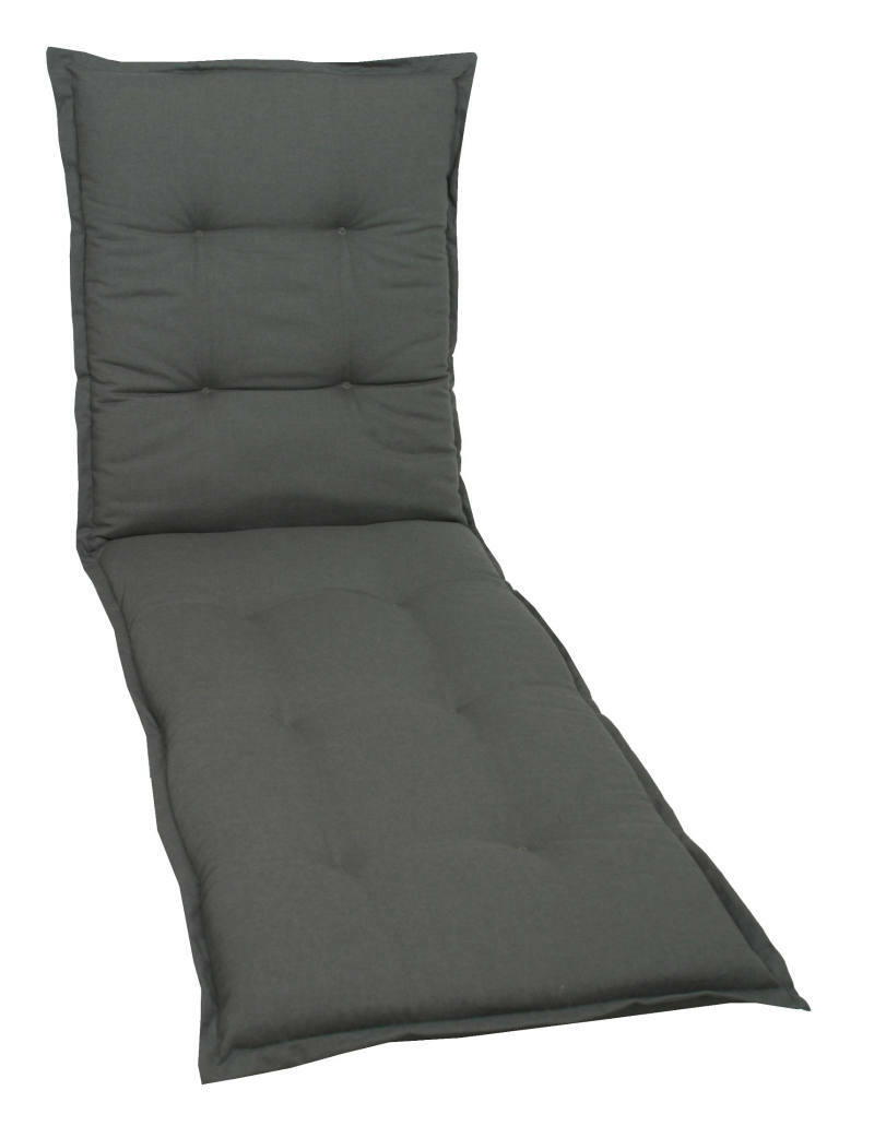 Graue Rollliegenauflage in Vorderansicht, gepolstert und gesteppt.