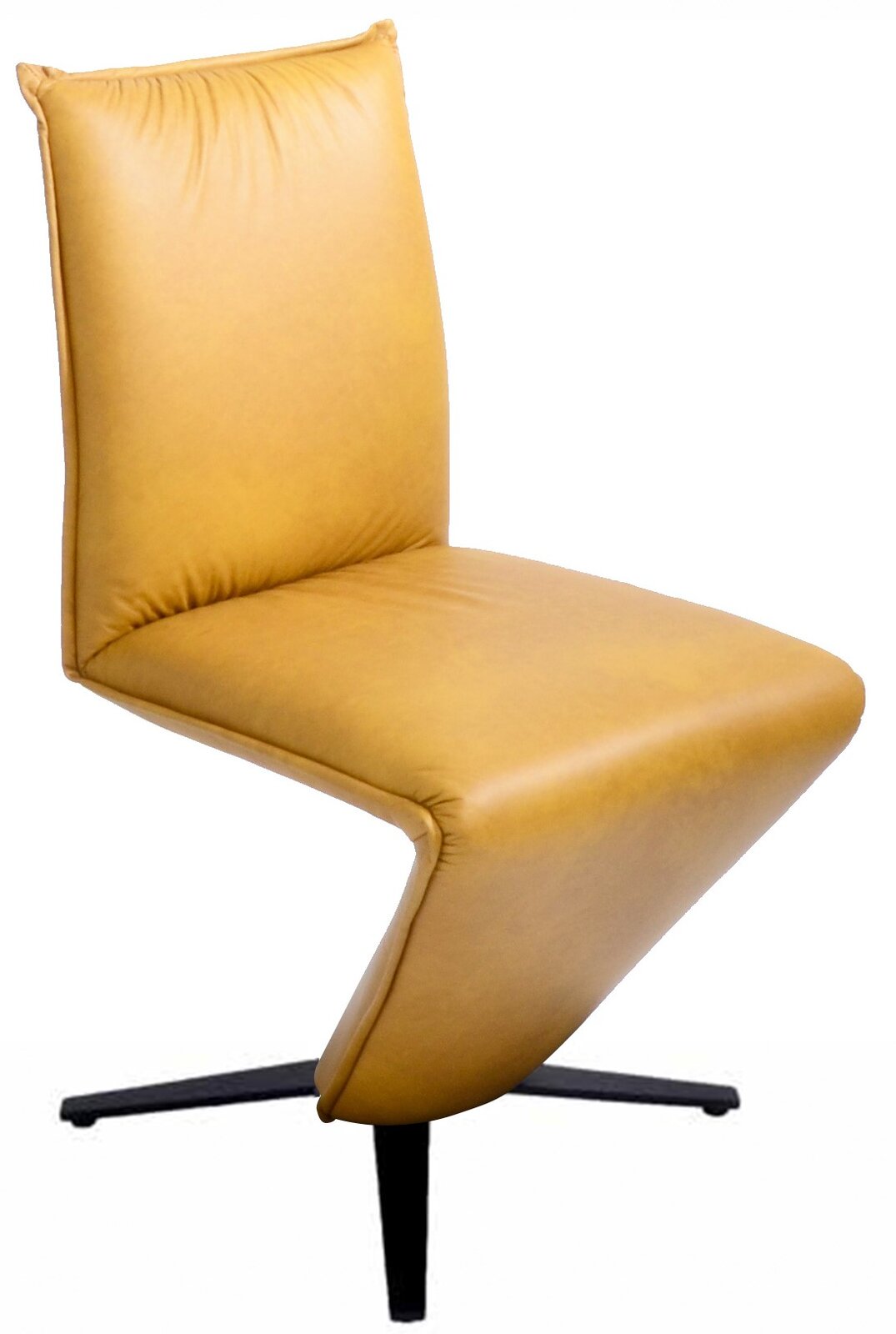 Moderano Stuhl DRIVE Moderner gelber Stuhl mit gepolsterter Rückenlehne und Sitzfläche, seitliche Perspektive