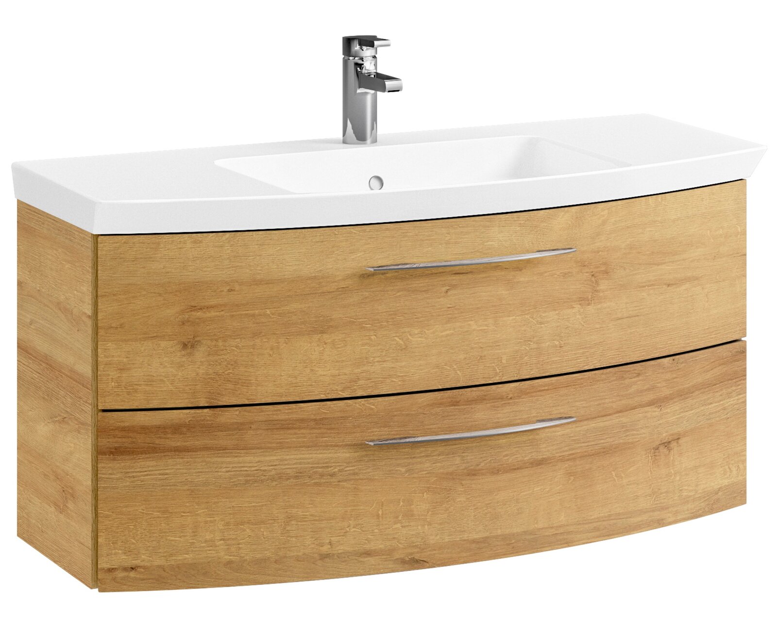 Pelipal Waschtischlösung CASSCA SPRINT Moderner Waschtisch mit Holzoptik und zwei Schubladen, Frontansicht