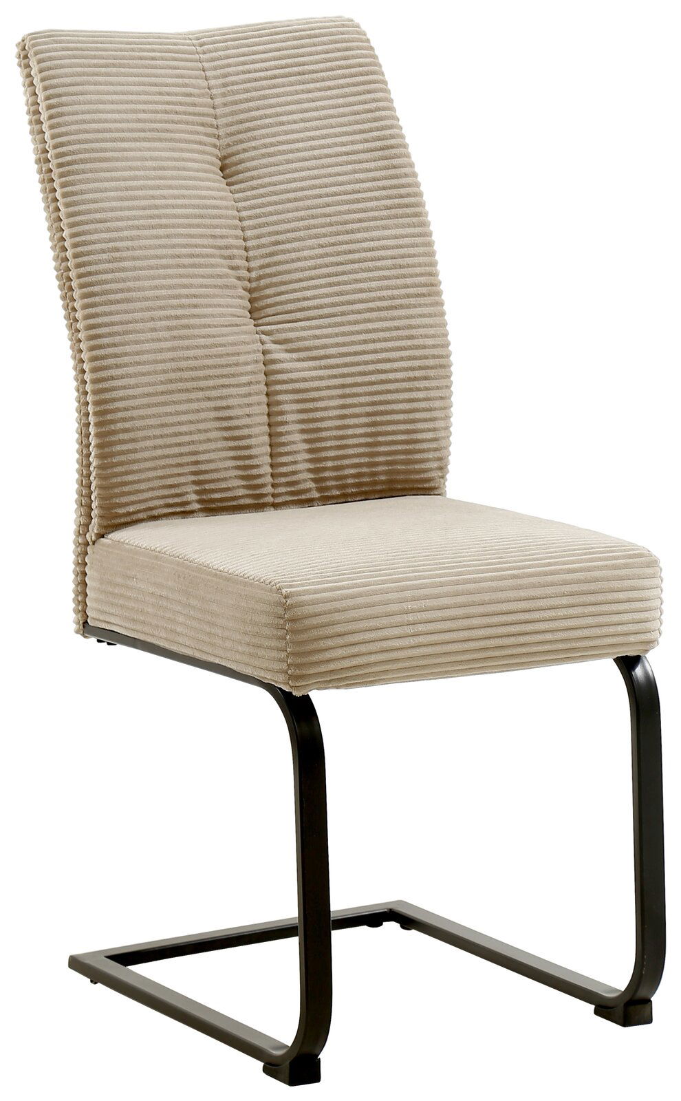 Z2 Schwingstuhl ARNE Beiger Schwingstuhl mit gestepptem Stoffbezug und schwarzem Metallgestell, seitliche Perspektive