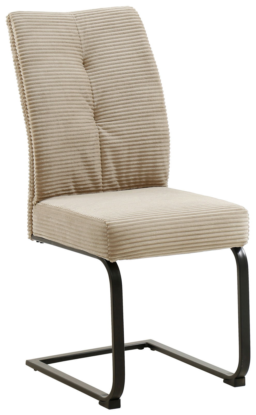 Z2 Schwingstuhl ARNE Beiger Schwingstuhl mit gestepptem Stoffbezug und schwarzem Metallgestell, seitliche Perspektive