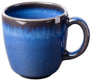 Blaue Kaffeetasse Lave 190ml mit Henkel, seitliche Perspektive