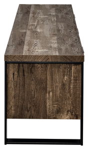 TV-Möbel aus Holz mit Metallrahmen, Ansicht von der Seite