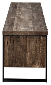 TV-Möbel aus Holz mit Metallrahmen, Ansicht von der Seite