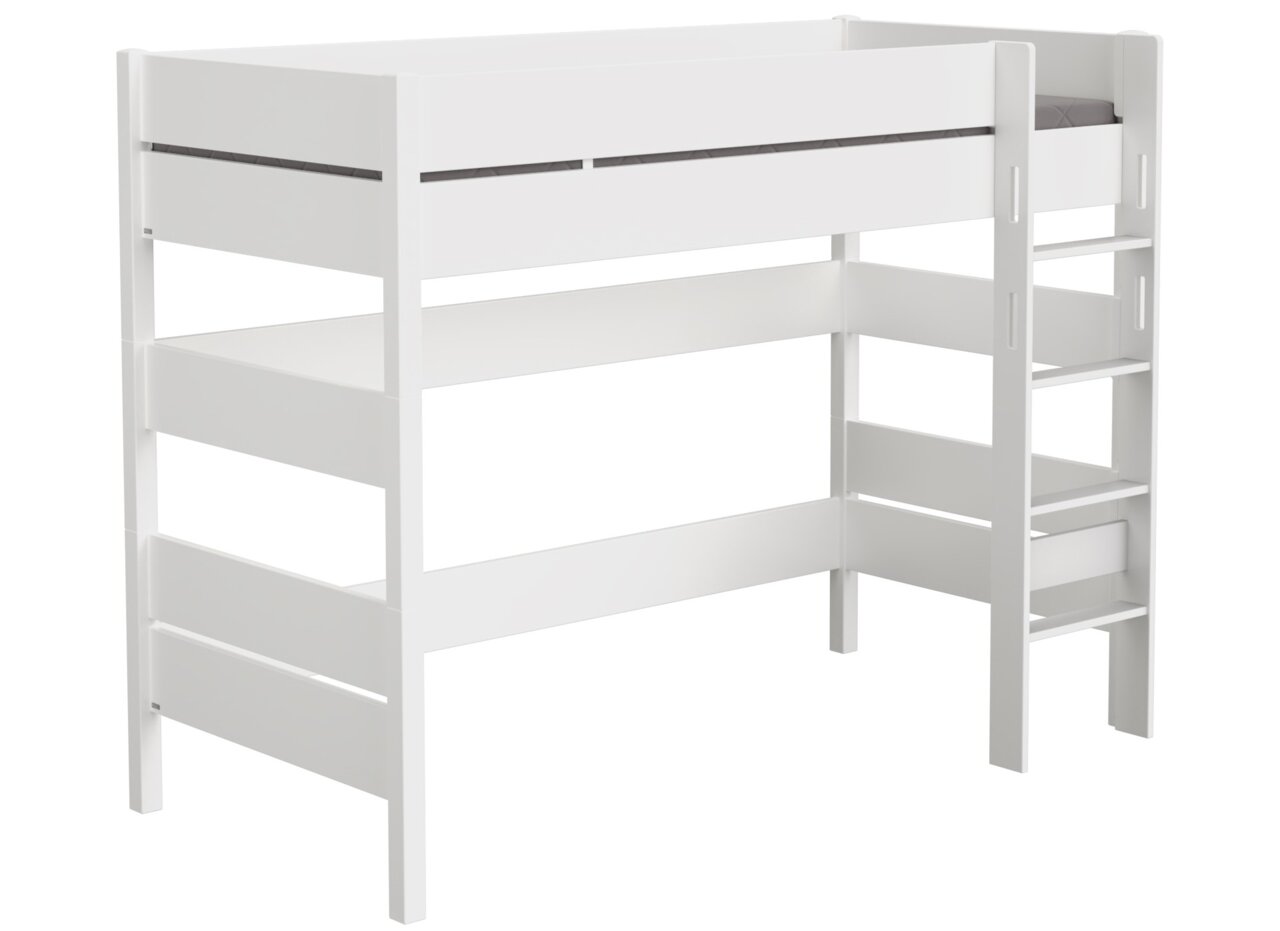 Wit speelbed met ladder, zijaanzicht