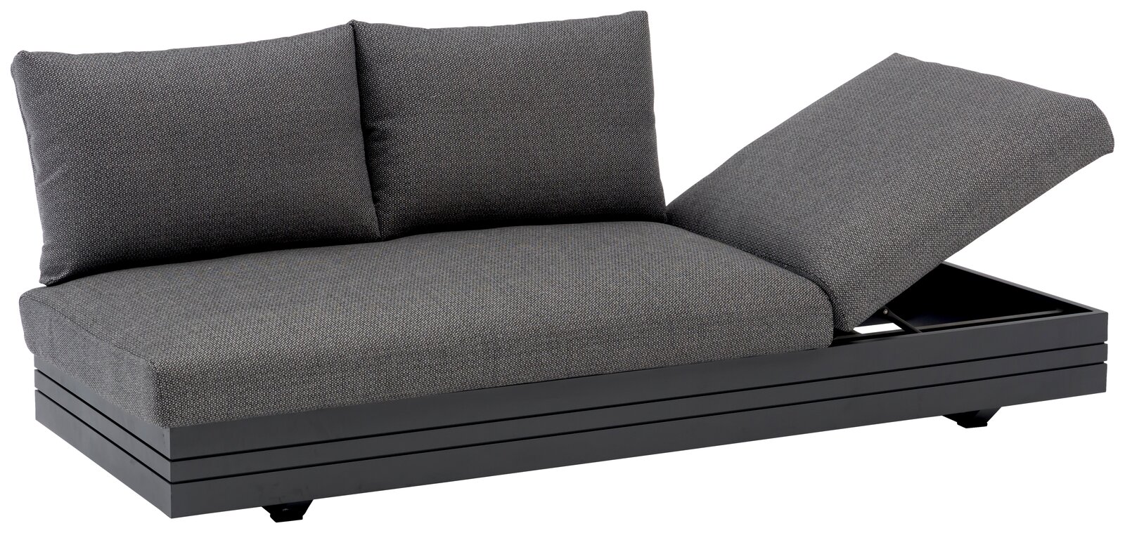 Zebra 3-Sitzer Loungeelement CUBO Graues 3-Sitzer Loungeelement mit verstellbarer Rückenlehne, seitliche Perspektive