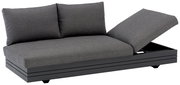 Graues 3-Sitzer Loungeelement mit verstellbarer Rückenlehne, seitliche Perspektive