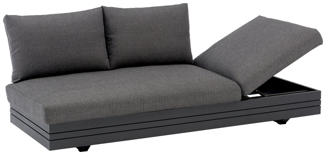 Zebra 3-zits loungebank CUBO Graues 3-Sitzer Loungeelement mit verstellbarer Rückenlehne, seitliche Perspektive