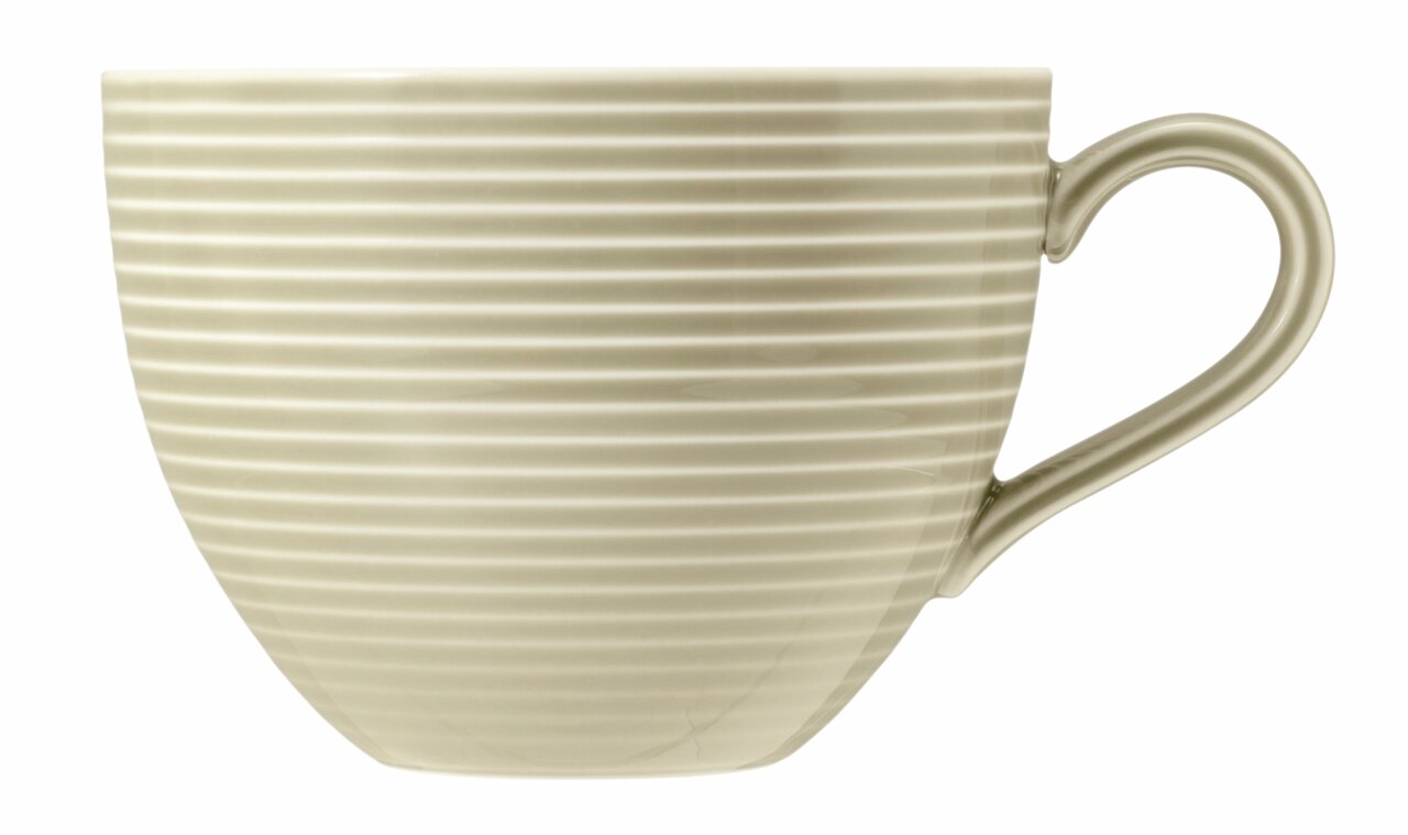 Seltmann Weiden Koffiekopje met melk BEAT Zijaanzicht van een gestreept kopje voor latte met oor, 0,35 l, van Seltmann Weiden, model BEAT.