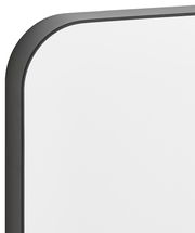 Rechteckiger Spiegel mit schwarzem Rahmen, Nahaufnahme der oberen Ecke