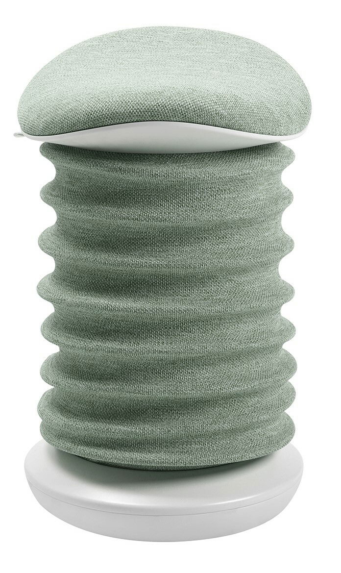 Grüner Aktiv-Sitz mit wellenförmigem Design, seitliche Perspektive