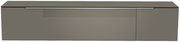 Frontansicht eines grauen XL Hänge-Lowboards mit modernem Design und horizontalen Linien auf der linken Tür.