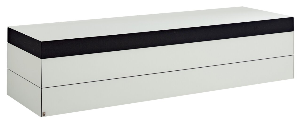 Musterring TV-Lowboard MEDIA-SMART Modernes TV-Lowboard in Weiß mit schwarzem Akzent, seitliche Perspektive