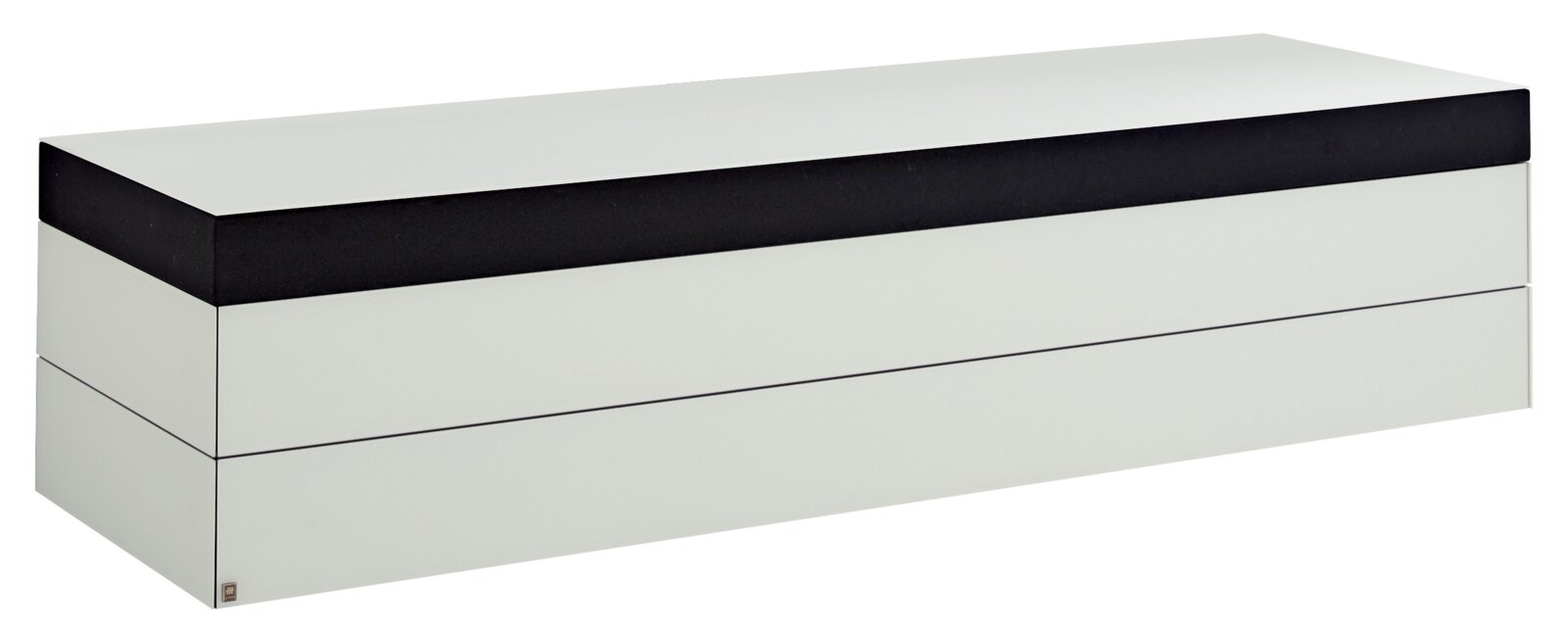 Musterring TV-Lowboard MEDIA-SMART Modernes TV-Lowboard in Weiß mit schwarzem Akzent, seitliche Perspektive