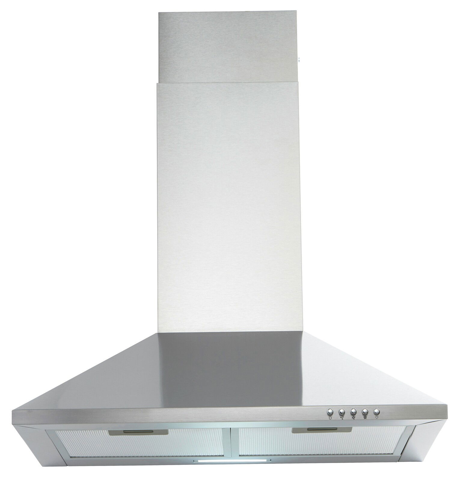Moderne Edelstahl-Dunstabzugshaube, Frontalansicht
