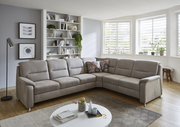 Eckgarnitur Beldomo Comfort ERFURT in einem modernen Wohnzimmer, seitliche Perspektive