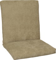 Beige Niederlehnerauflage aus Stoff, seitliche Perspektive