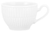 Weiße Espressotasse Seltmann Weiden AMINA mit geriffeltem Design, seitliche Perspektive