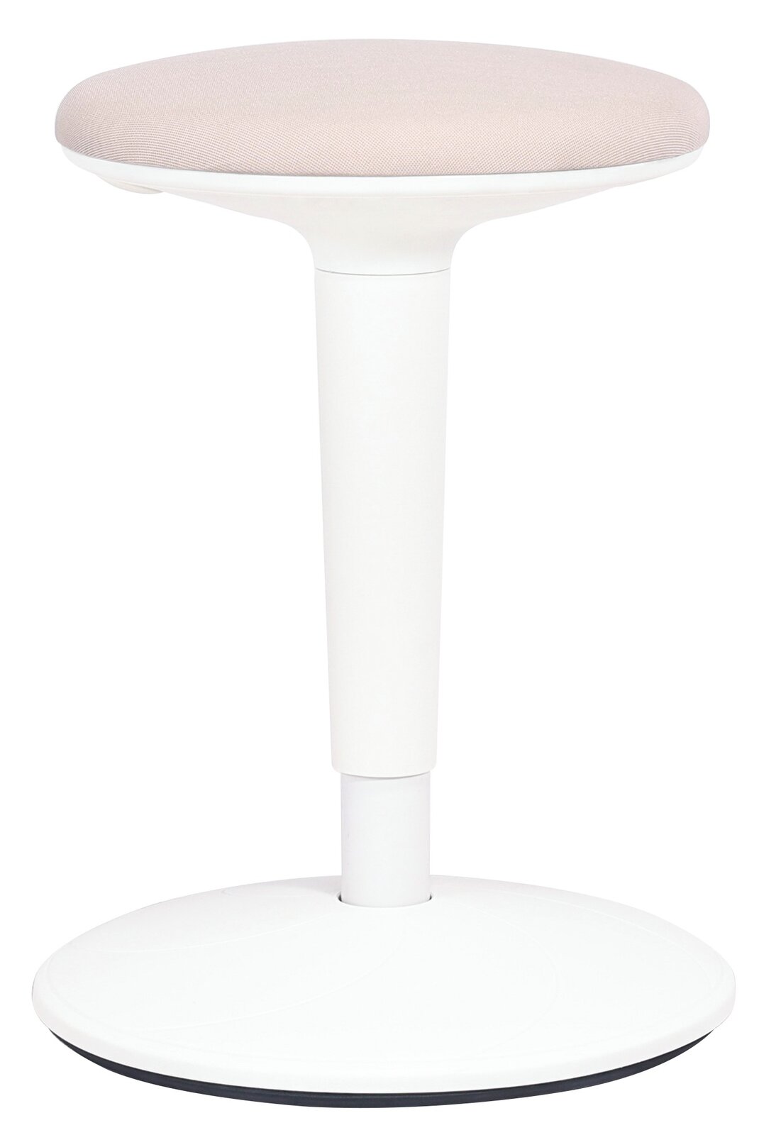 XORA Sitzhocker MOOVE Moderner Sitzhocker mit weißem Gestell und beigem Sitzpolster, seitliche Perspektive