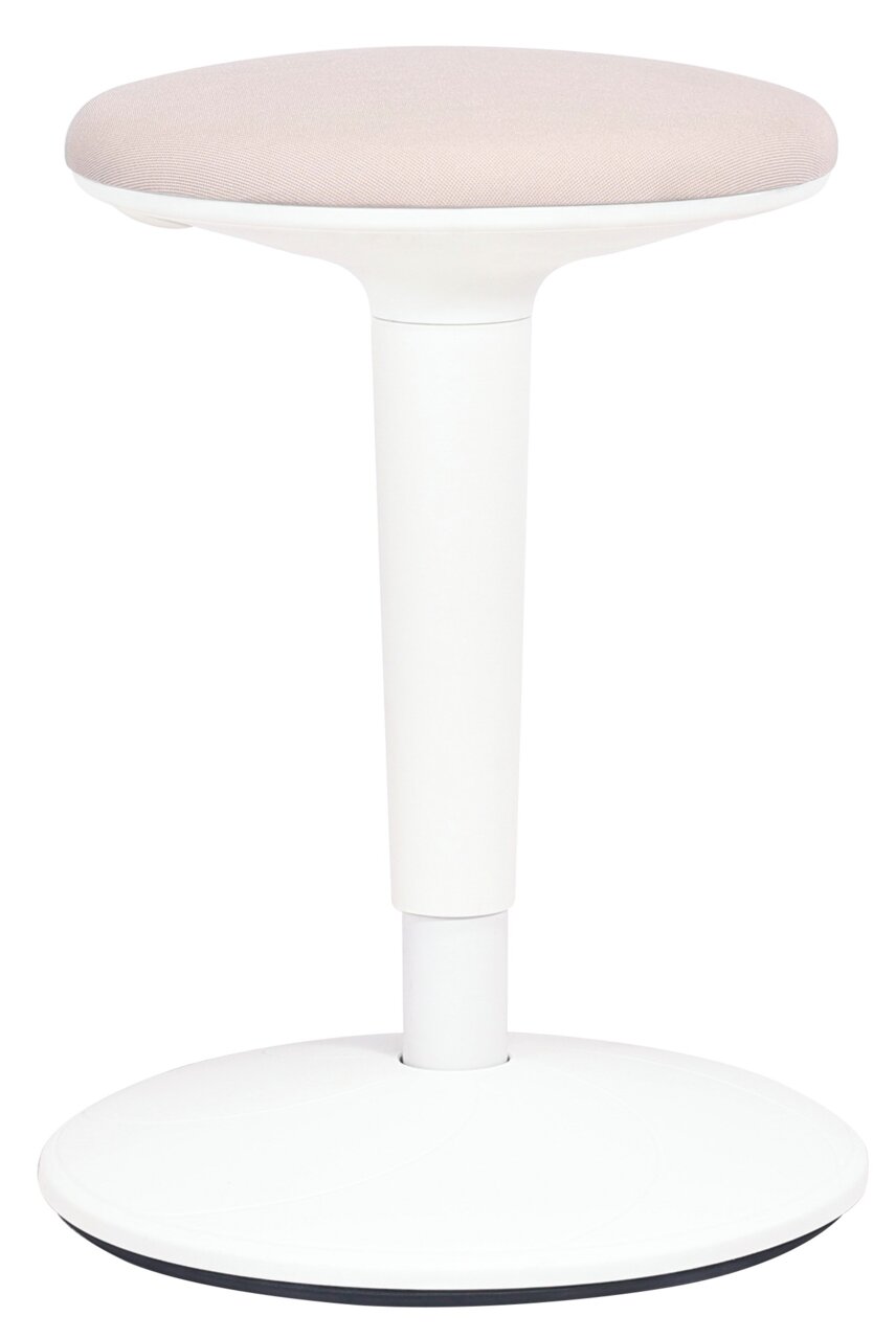 XORA Poef MOOVE Moderne poef met wit frame en beige zitkussen, zijaanzicht
