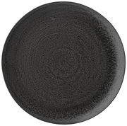 Schwarzer Teller mit feiner Textur, Draufsicht