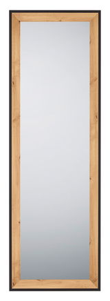 Rechteckiger Spiegel mit Holzrahmen, frontal betrachtet.