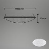 LED-Deckenleuchte aus Kunststoff in Weiß, Durchmesser 280mm, Höhe 65mm, seitliche Perspektive