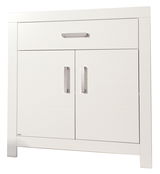Weißes Highboard mit einer Schublade und zwei Türen, Frontansicht